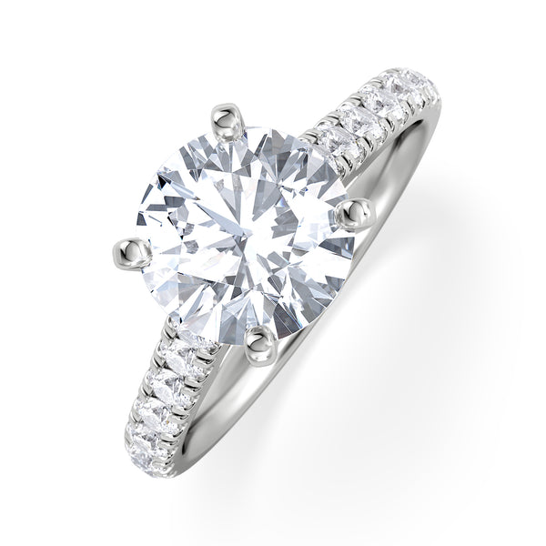 Natalia Lab Diamond Engagement Side Stone Ring Platinum 2.50CT F/VS1